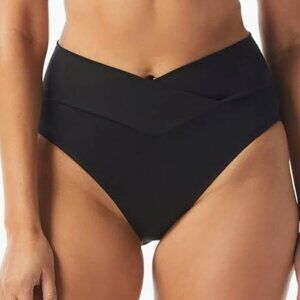 COCO REEF Serene Cross Over V Waistband Bikini Bottoms Black Size 2XL - 9451